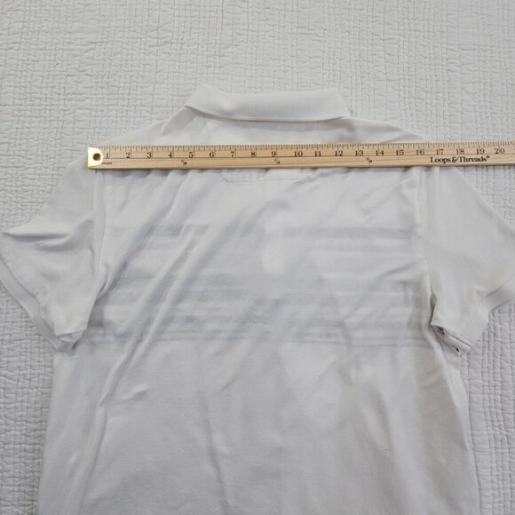 Calvin Klein Mercerized Slim Fit Men's Medium Polo Tennis Golf Shirt White Grey - Picture 10 of 13